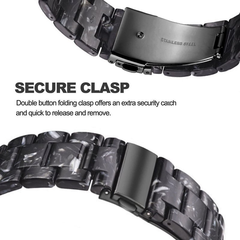 DEALELE Bands Compatible with Samsung Galaxy Watch 7 / FE / 6/6 Classic / 5/5 Pro / 4/4 Classic / 3 41mm / Huawei GT3 42mm, 20mm Colorful Resin Replacement Strap for Women Men (Black) - Image 3